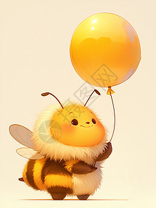 拿黄色气球的可爱卡通小蜜蜂图片