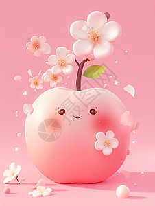 淡粉色美味诱人的卡通水蜜桃图片