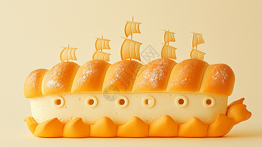 轮船造型美味的面包美食图片