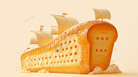 轮船造型美味的面包图片