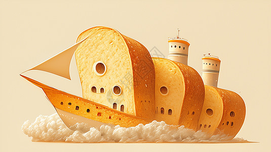 轮船造型的面包图片