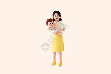 3d立体卡通可爱母婴形象妈妈抱婴儿图片