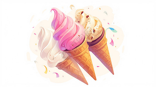 彩色美味的卡通甜筒冰激凌图片