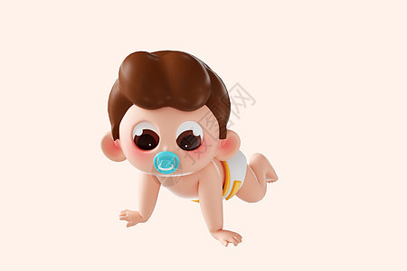 3d立体卡通可爱母婴形象含着奶嘴的婴儿图片