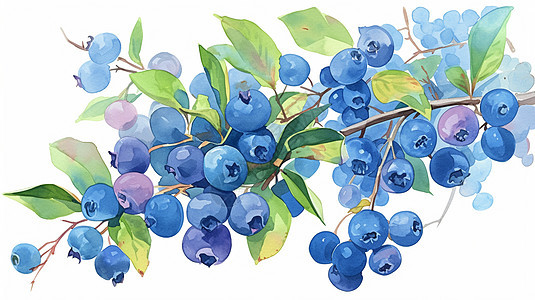 水彩风卡通蓝莓图片