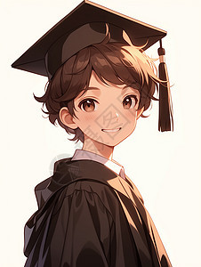 可爱的卡通小男孩身穿毕业典礼服装图片