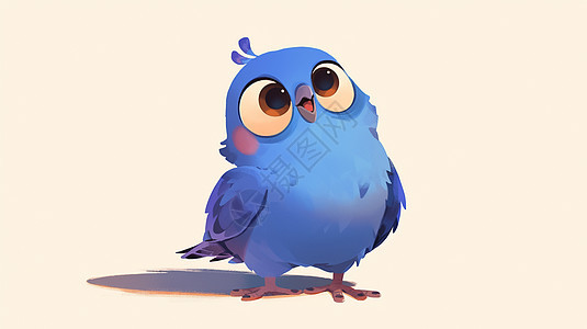 大眼睛蓝色可爱的卡通小鸟图片