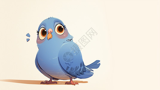 蓝色可爱的卡通小鸟图片