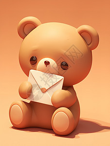 拿着信封的小熊3D风格图片
