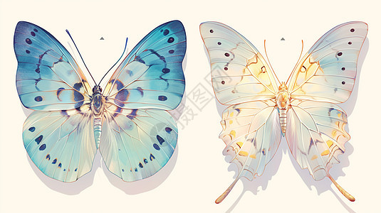 两只张开翅膀美丽的卡通蝴蝶图片