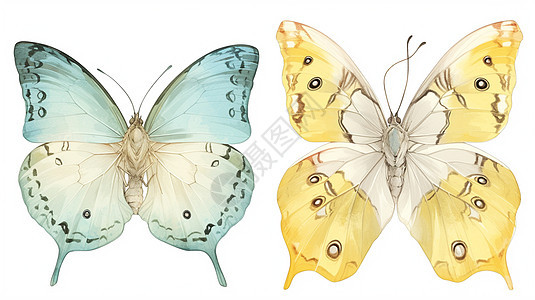 两只翅膀美丽的卡通蝴蝶图片
