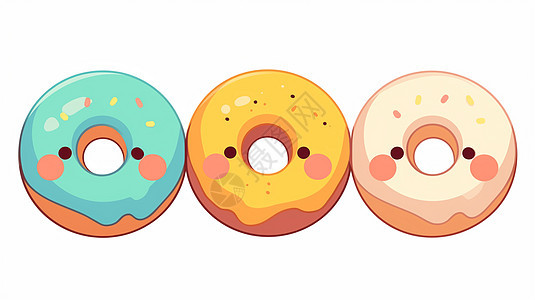 彩色美味的可爱卡通甜甜圈图片