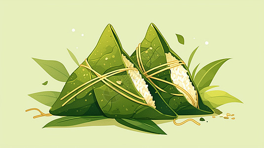 绿色卡通美食粽子图片