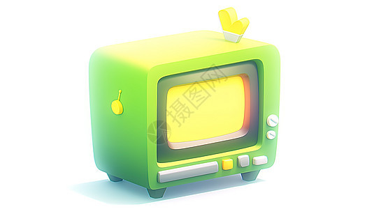绿色复古电视3D图片