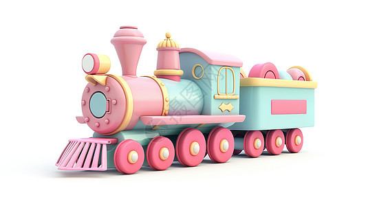 小火车粉彩3D图标图片
