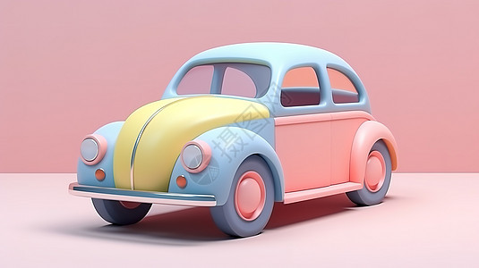 粉色玩具车3D图标图片