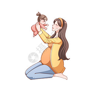 温柔母亲抱着孩子怀着二胎图片