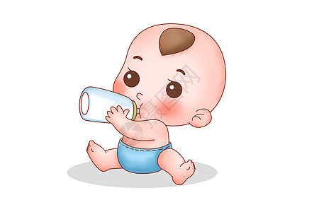 可爱婴儿抱奶瓶图片