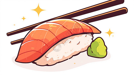 美味的卡通三文鱼寿司图片