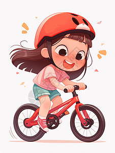 戴着头盔骑自行车的卡通女孩图片