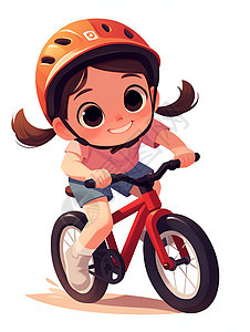 戴头盔骑自行车的卡通女孩图片