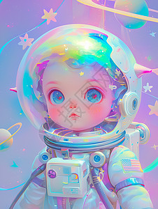 穿着彩色宇航服的卡通小小宇航员图片