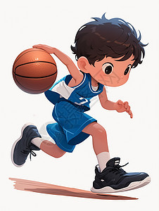 开心打篮球的卡通男孩图片