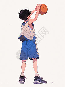 打篮球的卡通男孩背影图图片