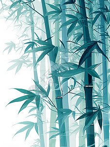 清新雅致的卡通竹林背景图片