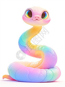 彩色立体可爱的小蛇图片