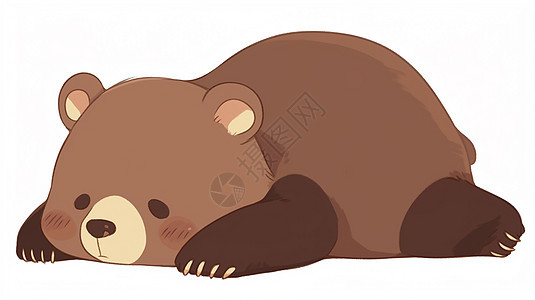 趴在地上可爱的卡通小棕熊图片