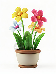 花朵盆栽3D风格图标图片