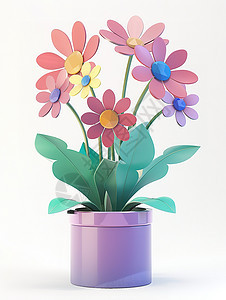 花朵盆栽3D图片