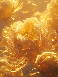 金色织物中的大牡丹花图片