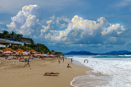 沙滩烧烤海南海边背景