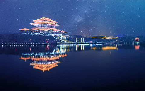 中国古建筑夜景大唐芙蓉园背景