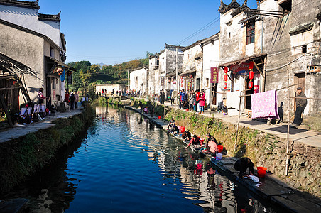 山涧溪水最美乡村婺源理坑背景