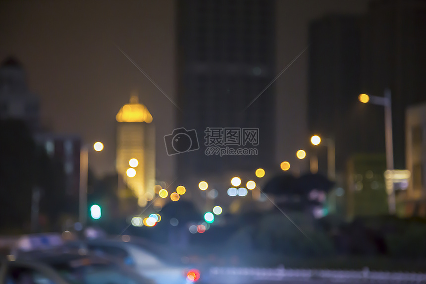 温暖模糊的夜景城市天津图片