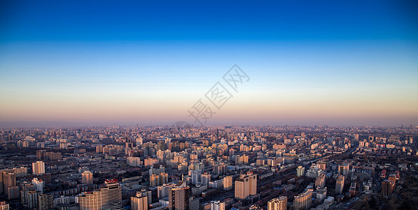 智慧城市北京城日落背景