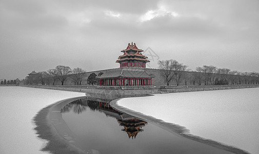 中国古城墨水如画 紫禁城背景