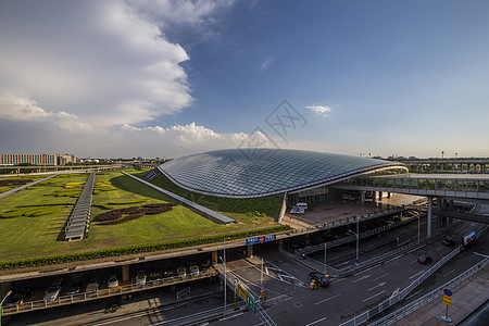 中国飞机首都机场的外景背景