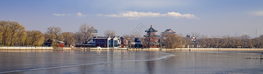 北京什刹海风光冬天的什刹海背景