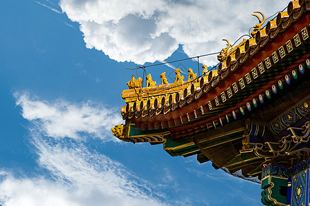 北京故宫屋顶神兽背景图片
