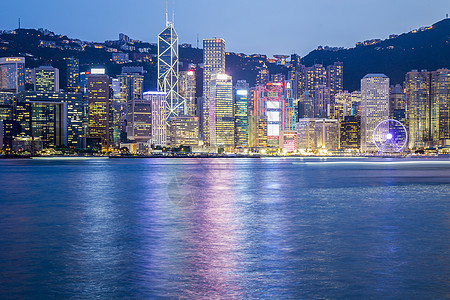 香港海港夜幕下的香港背景