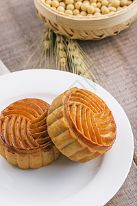 卤食中秋节传统美食月饼摆拍背景