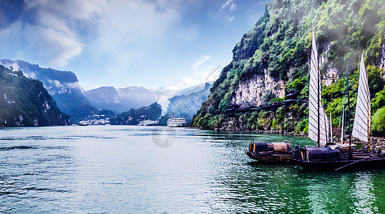 重庆万州长江 远眺背景