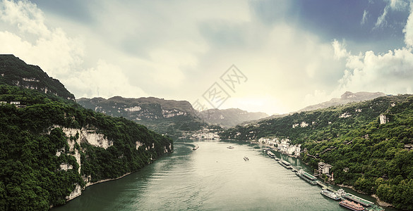 江景远眺长江 三峡背景