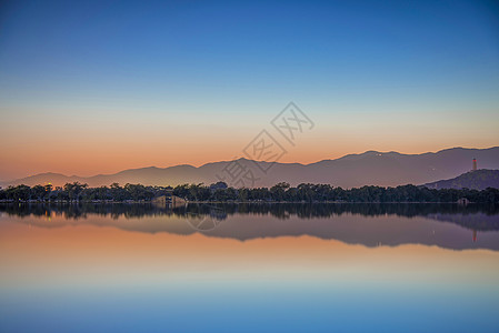 日落西山山静·颐和园昆明湖背景