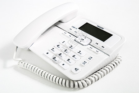 白色金融背景白色的座机电话背景