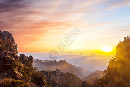 黄山日落黄山日出背景